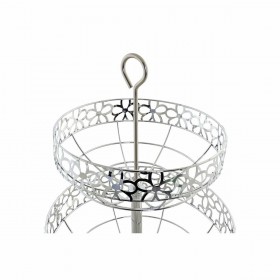 Portafrutta DKD Home Decor Argento Metallo Fiori (28 x 28 x 39 cm)