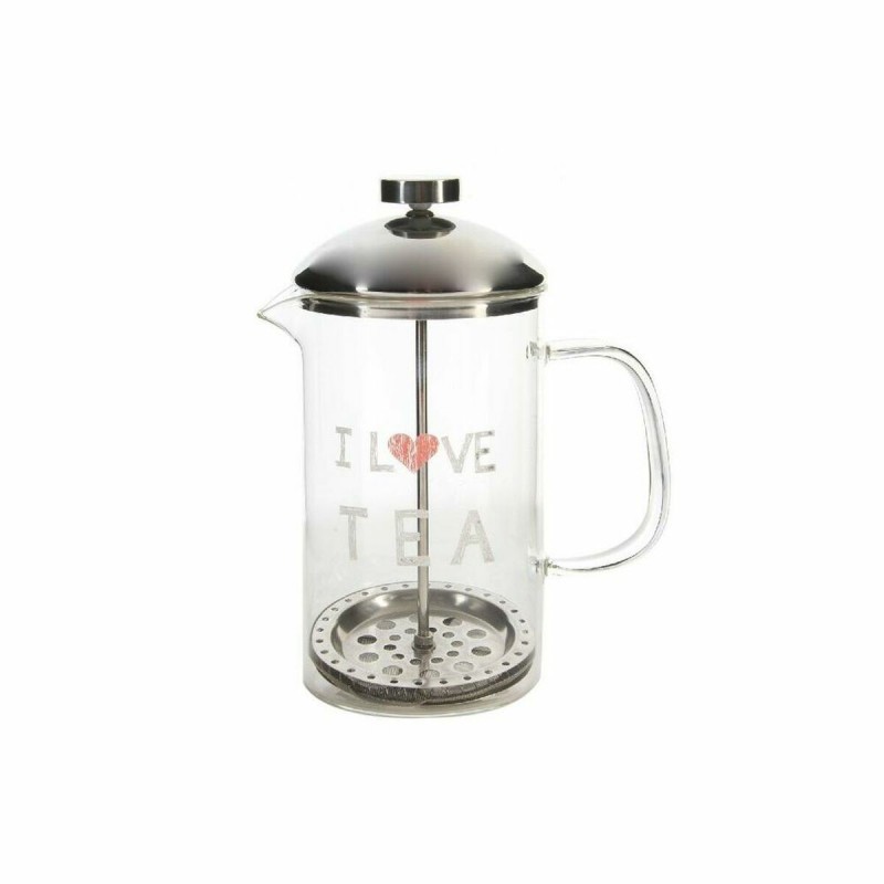 Teiera DKD Home Decor Trasparente Acciaio inossidabile Argento Vetro Borosilicato (18 x 9.5 x 20.5 cm) (1 L)