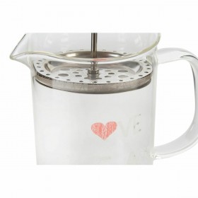 Teiera DKD Home Decor Trasparente Acciaio inossidabile Argento Vetro Borosilicato (18 x 9.5 x 20.5 cm) (1 L)