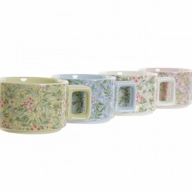 Set di Tazze da Caffè DKD Home Decor Azzurro Verde Rosa Metallo Dolomite 260 ml