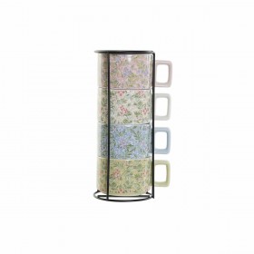 Set di Tazze da Caffè DKD Home Decor Azzurro Verde Rosa Metallo Dolomite 260 ml