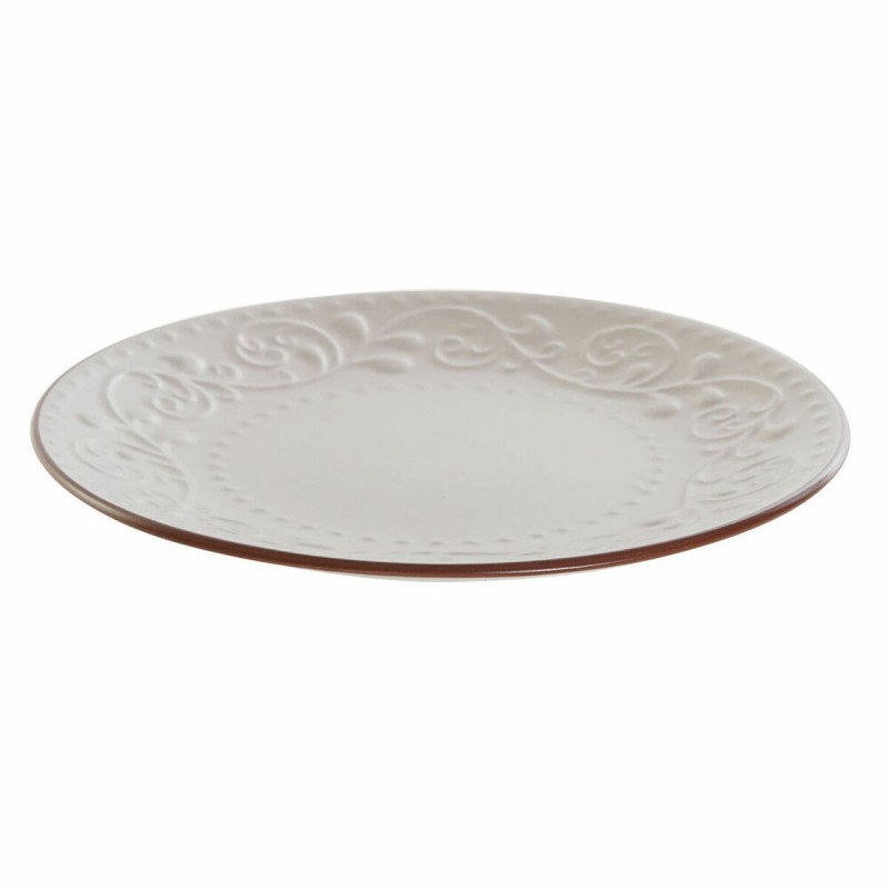 Piatto Piano DKD Home Decor Beige Marrone Gres (21 x 21 x 2.5 cm)