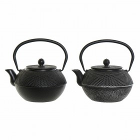 Teiera DKD Home Decor Nero Argento Ferro (18.5 x 16 x 17 cm) (2 pcs) (1200 ml)