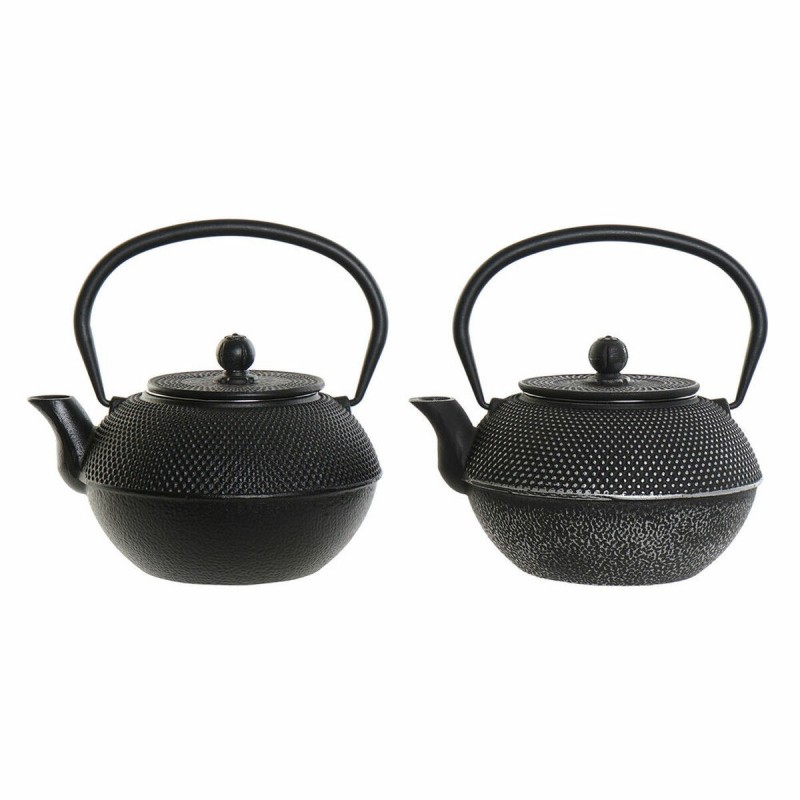 Teiera DKD Home Decor Nero Argento Ferro (18.5 x 16 x 17 cm) (2 pcs) (1200 ml)