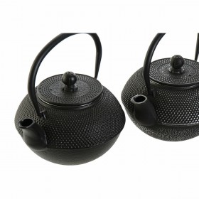 Teiera DKD Home Decor Nero Argento Ferro (18.5 x 16 x 17 cm) (2 pcs) (1200 ml)