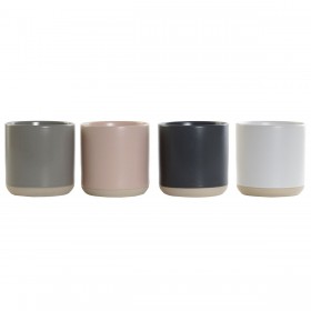 Tazza Mug DKD Home Decor Rosa chiaro Grigio scuro Grigio chiaro Gres (350 ml) (4 Unità)