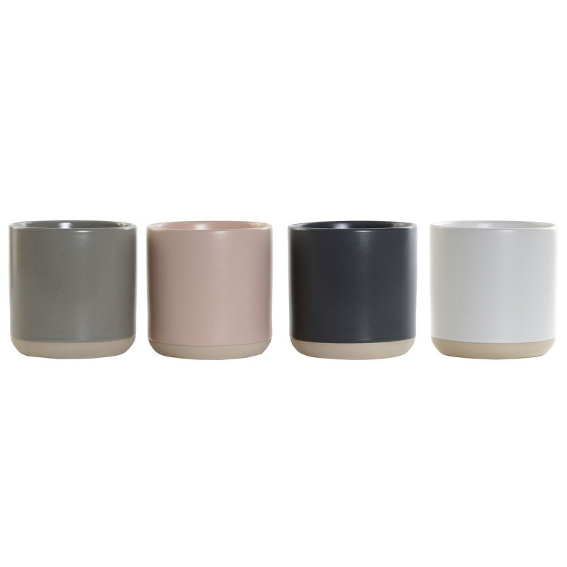 Tazza Mug DKD Home Decor Rosa chiaro Grigio scuro Grigio chiaro Gres (350 ml) (4 Unità)