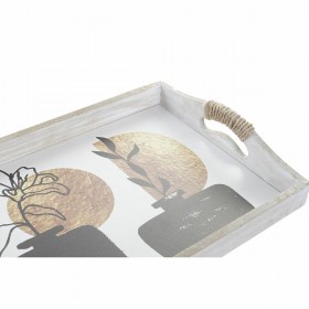 Set di Vassoi DKD Home Decor Bianco Nero Dorato Legno MDF 40 x 30 x 6 cm (2 Unità)