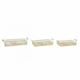 Set di Vassoi DKD Home Decor Rosa Metallo Alluminio 8 cm 40 x 21 x 8 cm (3 Unità)