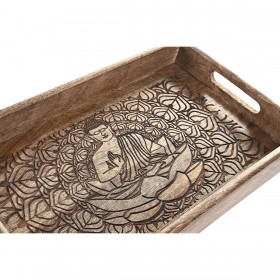 Set di Vassoi DKD Home Decor 2 Unità Marrone Marrone scuro Legno di mango (2 Unità)