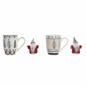 Tazza Mug DKD Home Decor Rosa Nero Porțelan Bone China (360 ml) (2 Unità)