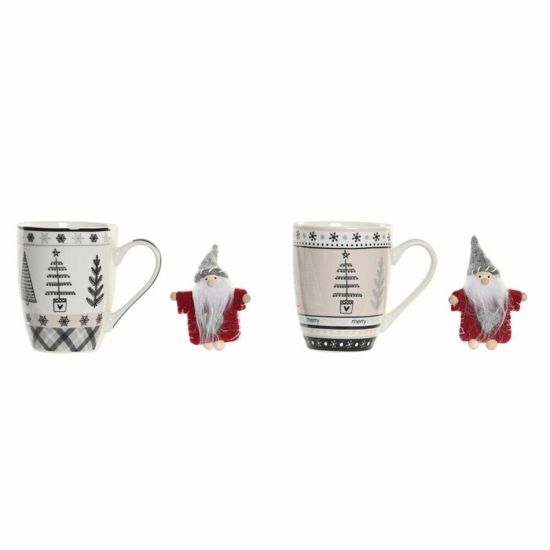 Tazza Mug DKD Home Decor Rosa Nero Porțelan Bone China (360 ml) (2 Unità)