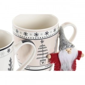Tazza Mug DKD Home Decor Rosa Nero Porțelan Bone China (360 ml) (2 Unità)