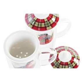 Tazza per Infusi DKD Home Decor Uccello Cristallo Porcellana Rosso (300 ml) (2 Unità)