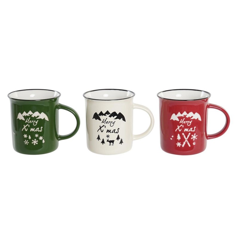 Tazza Mug DKD Home Decor Porcellana Gres (330 ml) (3 Unità)