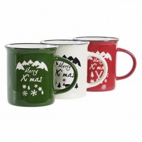 Tazza Mug DKD Home Decor Porcellana Gres (330 ml) (3 Unità)
