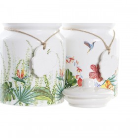 Barattolo DKD Home Decor Giardino Multicolore Tropicale 15 x 15 x 21 cm (2 Unità)
