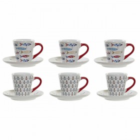 Set di Tazze da Caffè DKD Home Decor Multicolore Metallo Gres 130 ml