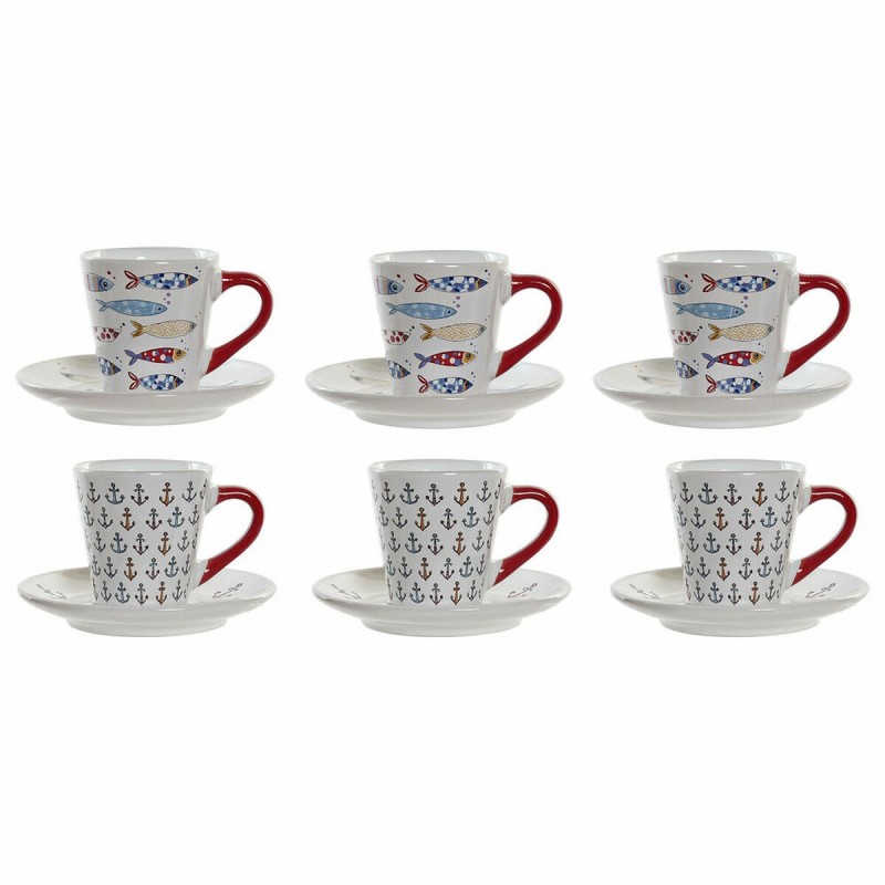 Set di Tazze da Caffè DKD Home Decor Multicolore Metallo Gres 130 ml