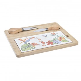 Tagliere per Formaggi DKD Home Decor Bambù Gres 24,5 x 20 x 1,2 cm (4 Unità)