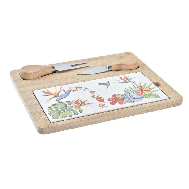 Tagliere per Formaggi DKD Home Decor Bambù Gres 24,5 x 20 x 1,2 cm (4 Unità)