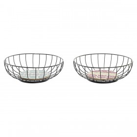 Portafrutta DKD Home Decor Azzurro Turchese Metallo Legno MDF 28 x 28 x 11 cm (2 Unità)