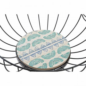Portafrutta DKD Home Decor Azzurro Turchese Metallo Legno MDF 28 x 28 x 11 cm (2 Unità)