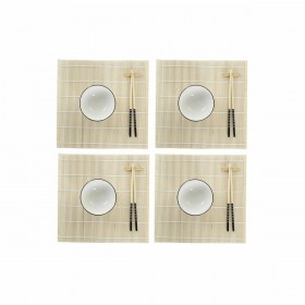 Set per Sushi DKD Home Decor Bambù Gres Bianco Orientale 14,5 x 14,5 x 31 cm (16 Pezzi)