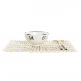 Set per Sushi DKD Home Decor Bambù Gres Bianco Orientale 14,5 x 14,5 x 31 cm (16 Pezzi)