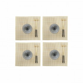 Set per Sushi DKD Home Decor 14,5 x 14,5 x 31 cm Nero Gres Orientale (16 Pezzi)