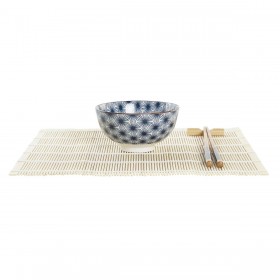 Set per Sushi DKD Home Decor 14,5 x 14,5 x 31 cm Azzurro Gres Orientale (16 Pezzi)