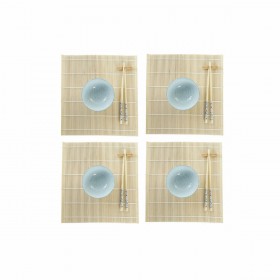 Set per Sushi DKD Home Decor 14,5 x 14,5 x 31 cm Azzurro Bianco Gres Orientale (16 Pezzi)