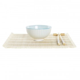 Set per Sushi DKD Home Decor 14,5 x 14,5 x 31 cm Azzurro Bianco Gres Orientale (16 Pezzi)