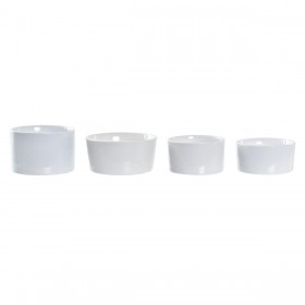 Set da Aperitivo DKD Home Decor Bianco/Nero Metallo Bambù Gres Loft 5 Pezzi 20 x 20 x 14 cm