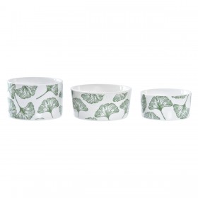 Set da Aperitivo DKD Home Decor Bambù Gres Fogli Tropicale 4 Pezzi 18 x 18 x 1 cm