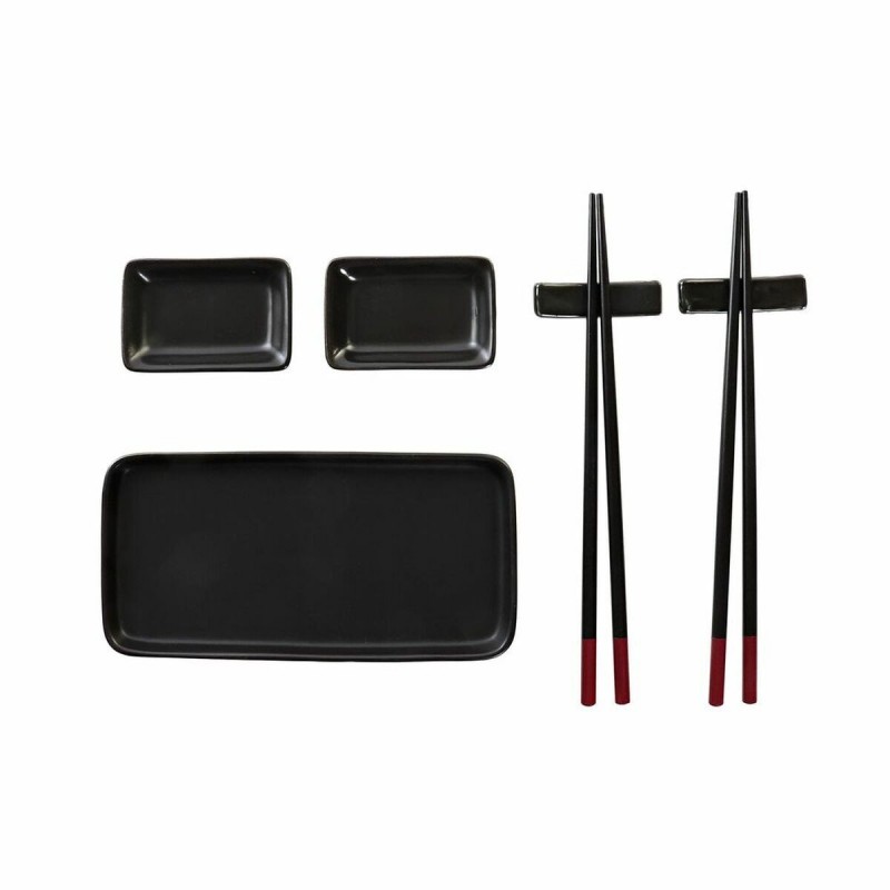 Set per Sushi DKD Home Decor Nero Bambù Gres (31,3 x 19,3 x 2,7 cm)