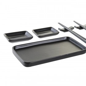 Set per Sushi DKD Home Decor Nero Bambù Gres (31,3 x 19,3 x 2,7 cm)