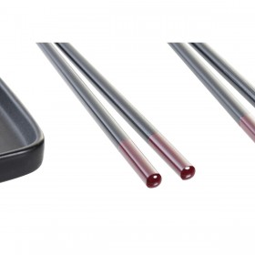 Set per Sushi DKD Home Decor Nero Bambù Gres (31,3 x 19,3 x 2,7 cm)