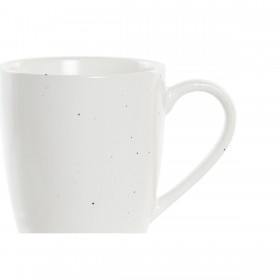 Set di 4 Tazze Mug DKD Home Decor Bianco Naturale Legno d'albero della gomma Gres 300 ml 19 x 13 x 31 cm