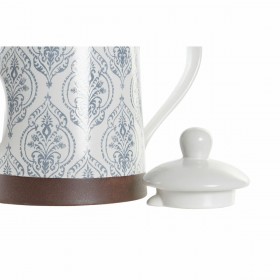 Teiera DKD Home Decor Azzurro Bianco Marrone Legno d'albero della gomma Gres