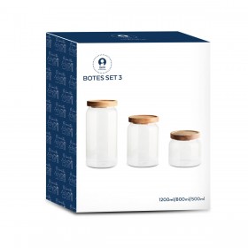 Set di 3 Barattoli DKD Home Decor Acacia Vetro Borosilicato (1 L) (400 ml) (700 ml) (3 Pezzi)
