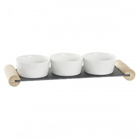 Vassoio per aperitivi DKD Home Decor Bianco Nero Gres Lavagna 33 x 10 x 5,8 cm