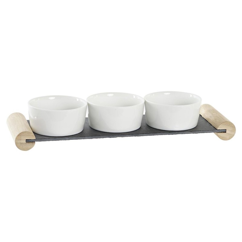 Vassoio per aperitivi DKD Home Decor Bianco Nero Gres Lavagna 33 x 10 x 5,8 cm