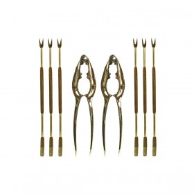 Set per frutti di mare DKD Home Decor Dorato Acciaio inossidabile 8 Pezzi 3 x 3 x 15 cm