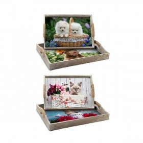 Set di Vassoi DKD Home Decor Multicolore 40 x 30 x 6 cm Legno MDF (2 Unità)