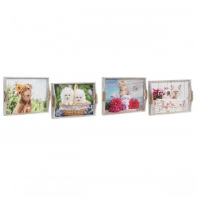 Set di Vassoi DKD Home Decor Multicolore 40 x 30 x 6 cm Legno MDF (2 Unità)