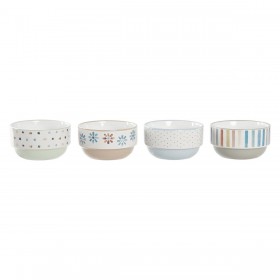 Set di Ciotole DKD Home Decor Gres 460 ml 12 x 12 x 6,5 cm (4 Unità)