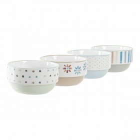 Set di Ciotole DKD Home Decor Gres 460 ml 12 x 12 x 6,5 cm (4 Unità)