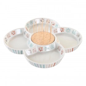 Vassoio per aperitivi DKD Home Decor Multicolore 22 x 22 x 3 cm Gres