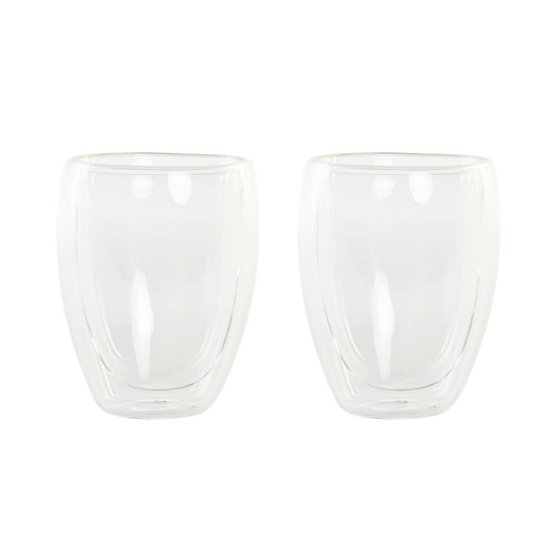 Set di Bicchieri DKD Home Decor Trasparente Cristallo Vetro Borosilicato 380 ml 2 Pezzi